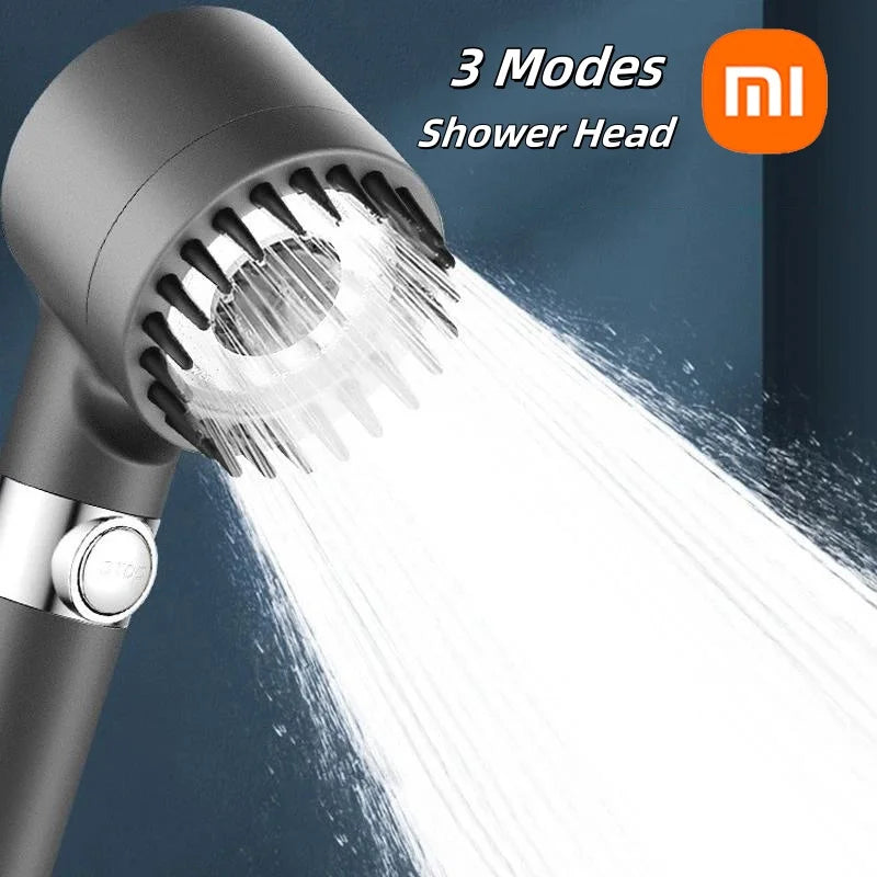 XIAOMI High Pressurized Filter Shower Head 3-Mode Adjustable Spray with Massage Brush Rain Faucet Shower Set Bathroom Accessory