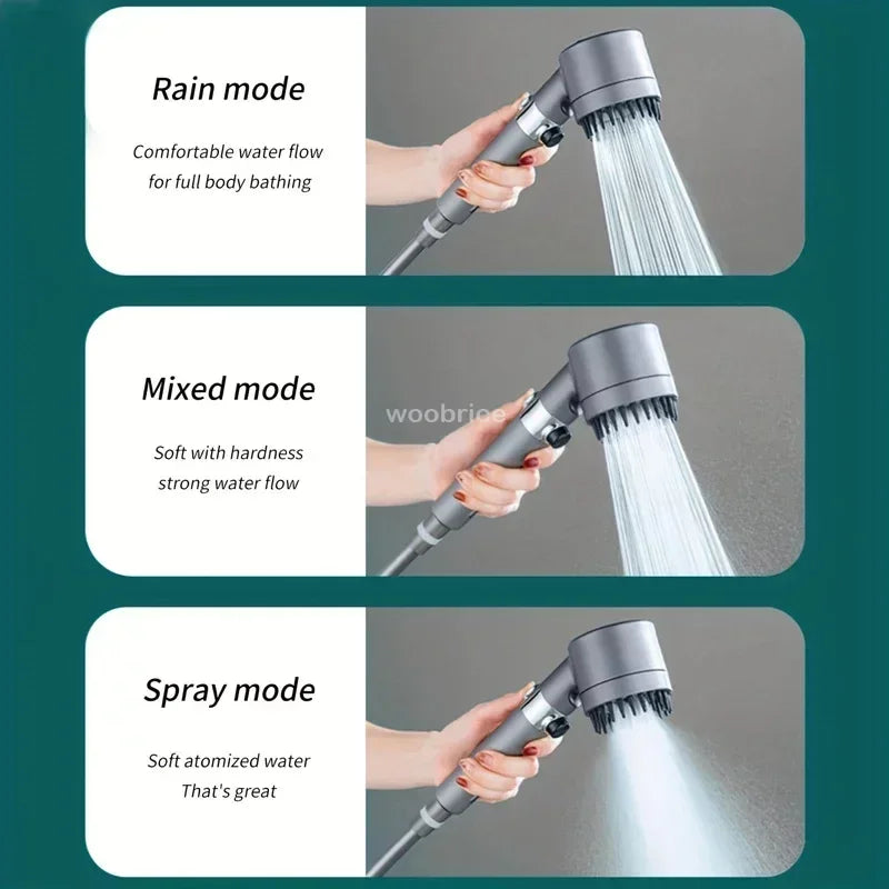 4 Modes Shower Head High Pressure Showerhead One-Key Stop Water Massage Shower Head with Filter Element Bathroom Accessories