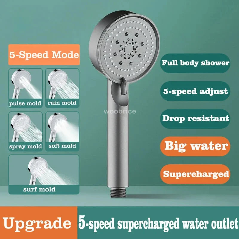 4 Modes Shower Head High Pressure Showerhead One-Key Stop Water Massage Shower Head with Filter Element Bathroom Accessories